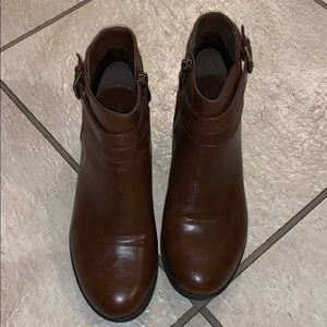 Brown leather booties